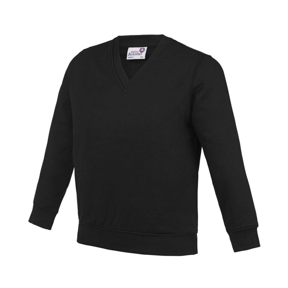 Awdis Childrens/Kids Academy V Neck Sweatshirt / Black
